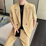 冰丝垂感西服宽松休闲直筒阔腿裤西装套装2306-P185，男装西服套装，星座1606-1