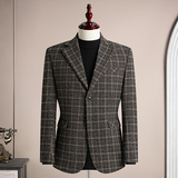 秋冬复古羊毛50%保暖磨毛平驳领西服上装休闲男士商务高级感西装，男装西服套装，星座1606-1