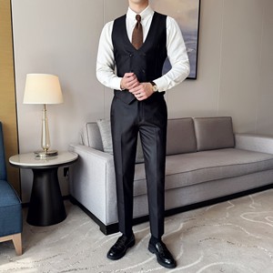 简约韩版修身西装马甲套MJT2517-P130,男装西服套装,星座1606-1
