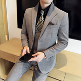 男士立领商务休闲西服韩版修身竹节纹西装套装2528-P285，男装西服套装，星座1606-1