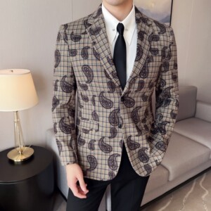 时尚休闲刺绣提花西装外套男士韩版修身西服DX68-P148图片