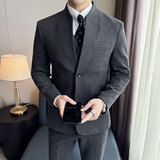 立领韩版修身商务西服毛呢西装三件套2413-P245，男装西服套装，星座1606-1