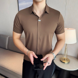 冰丝无痕高弹V领PLO衫高端时尚短袖上衣男2821-P62，男装T恤，星座1606-1