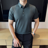 华夫格冰丝无痕高弹薄款PLO衫上衣男短袖2805-P58，男装T恤，星座1606-1