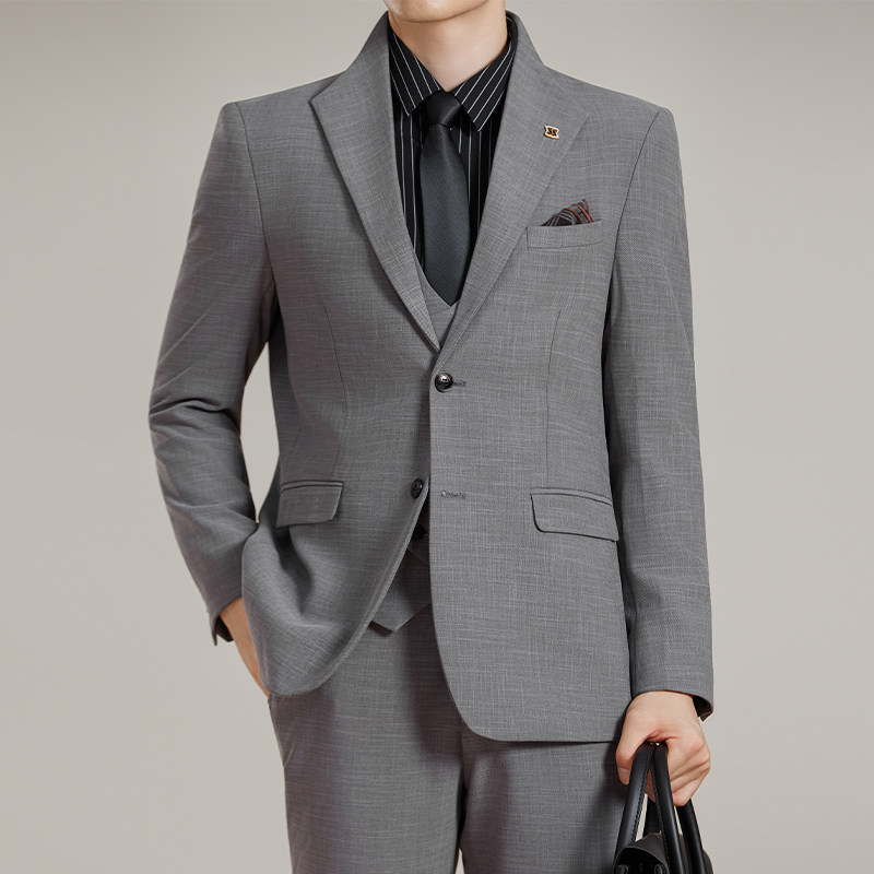 男士立领商务休闲西服韩版修身竹节纹西装套装2528-P285,男装西服套装,星座1606-1