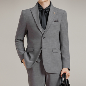 男士立领商务休闲西服韩版修身竹节纹西装套装2528-P285图片