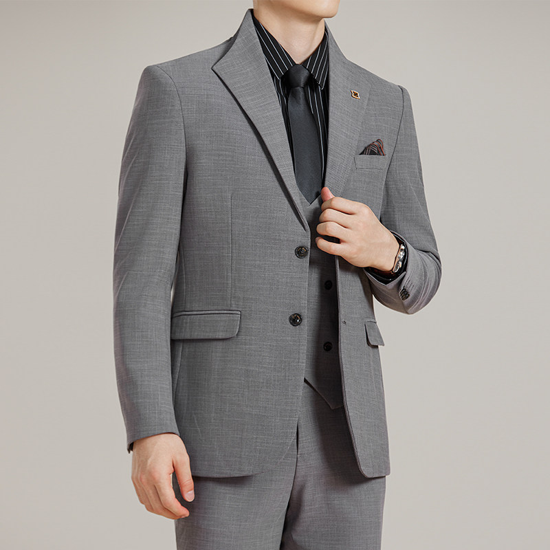男士立领商务休闲西服韩版修身竹节纹西装套装2528-P285,男装西服套装,星座1606-1