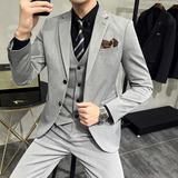 S-7XL韩版修身商务西服两粒扣西装三件套8802-P235，男装西服套装，星座1606-1
