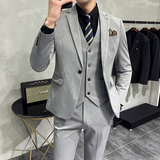 一粒扣西服套装韩版修身商务休闲西装三件套8801-P235，男装西服套装，星座1606-1