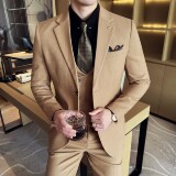 男士商务婚礼西装韩版修身格子西服三件套2520-P280，男装西服套装，星座1606-1
