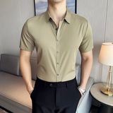 高级无痕衬衫商务修身短袖翻领衬衣男2811-P62，男装T恤，星座1606-1