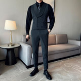 羊毛高品质韩版修身双排扣马甲套西装MJT2417-P135，男装西服套装，星座1606-1