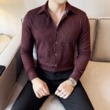 磨毛加厚流星雨条纹男士长袖衬衫时尚休闲免熨衬衣CS050-P68，男装衬衫，星座1606-1