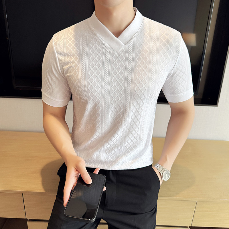 DS014-P39男士V领短袖T恤春夏新款时尚百搭修身立体打底衫,男装T恤,星座1606-1