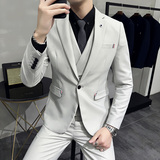 韩版修身商务西服织带款西装三件套1825-P255，男装西服套装，星座1606-1