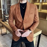 男士青果领时尚休闲西服牛皮绒西装外套DX54-P148，男装西服套装，星座1606-1