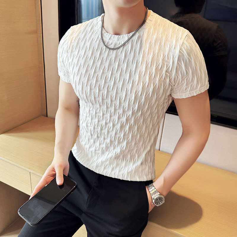 DS023-P38男士小圆领短袖T恤夏季新款时尚百搭修身立体打底衫,男装T恤,星座1606-1