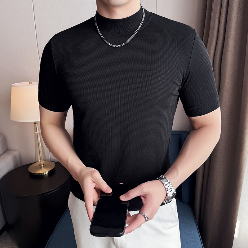 DS003-P38男士半高领短袖T恤春夏新款时尚百搭修身立体打底衫，男装T恤，星座1606-1