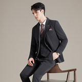抖音西装潮流简约高级感高定设计感西装套装三件套2509-P265，男装西服套装，星座1606-1