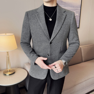 加厚秋冬羊毛西服时尚休闲西装外套男士韩版修身西装DX74-P168图片