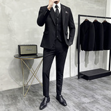 韩版修身商务西服条纹一粒扣西装三件套1815-P280，男装西服套装，星座1606-1