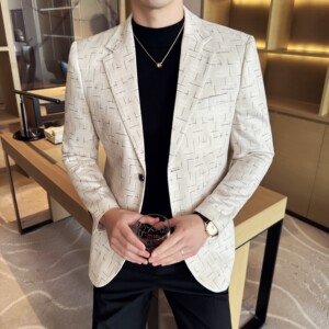 男士韩版修身西服时尚休闲提花西装外套DX62-P148图片