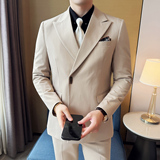 抖音西装潮流简约高级感高定设计感西装三件套2509-P265，男装西服套装，星座1606-1