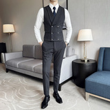 华夫格毛呢西装马甲套MJT1851-P130，男装西服套装，星座1606-1