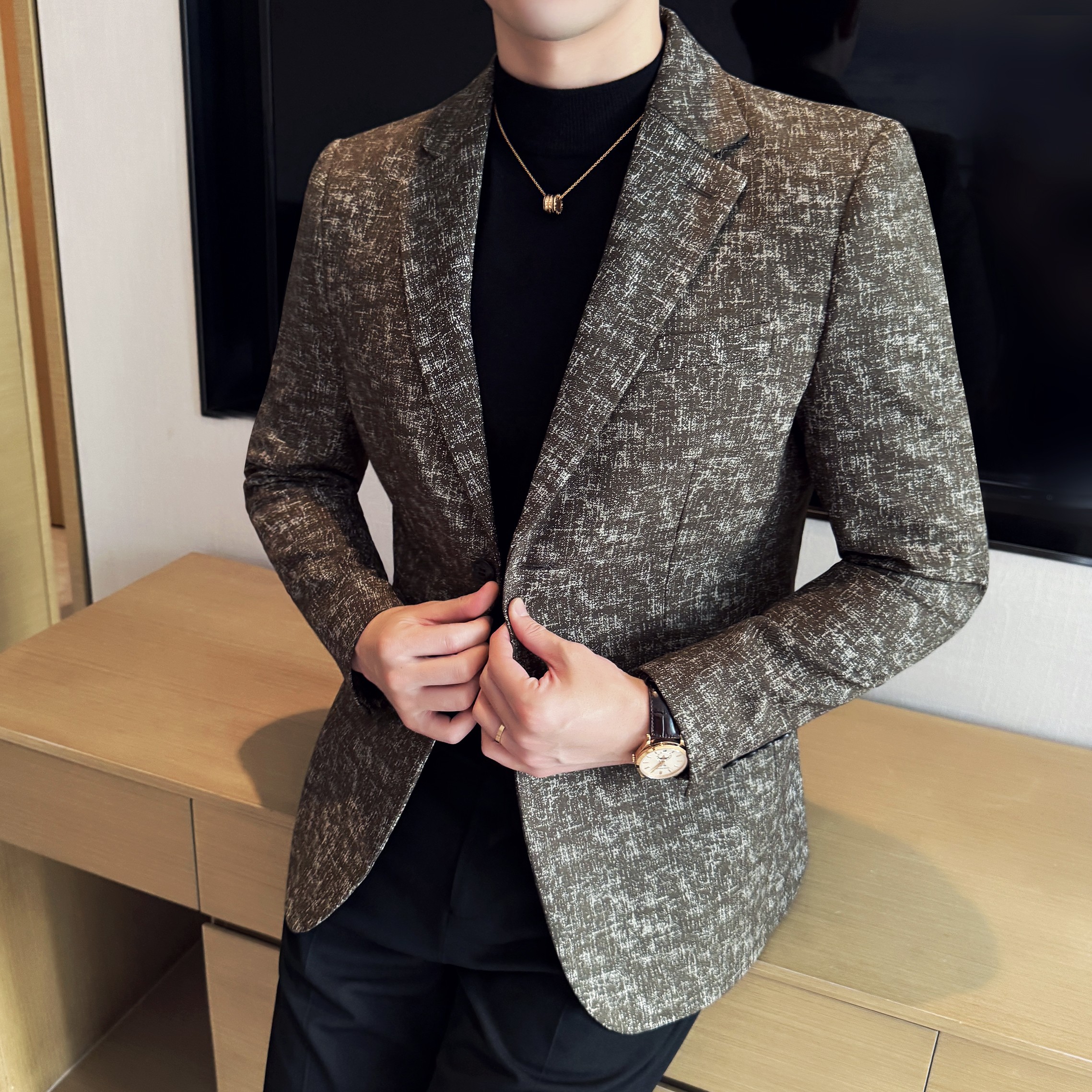 男士韩版修身西服时尚提花西装外套DX53-P148，男装西服套装，星座1606-1