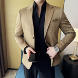 秋冬新款韩版修身西服时尚小方格西装外套DX22-P148，男装西服套装，星座1606-1