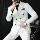 S-7XL韩版修身商务休闲双排扣西装8803-P190，男装西服套装，星座1606-1