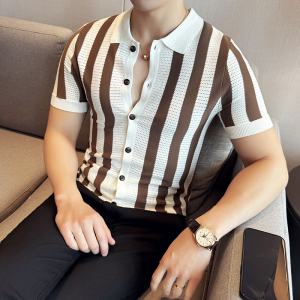 夏季男士短袖衬衫针织衫翻领上衣男1233-P62图片