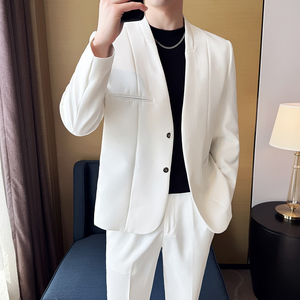 无领新中式西装微宽松版型长袖西服磁吸纽扣西服套装2505-P230图片