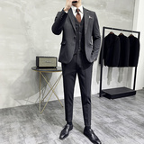 韩版修身商务西服条纹一粒扣西装三件套1815-P280，男装西服套装，星座1606-1