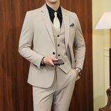 一粒扣西服套装韩版修身商务休闲西装三件套8801-P235，男装西服套装，星座1606-1