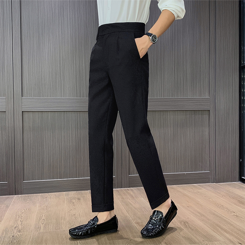 那不勒斯高腰垂感直筒裤时尚休闲西裤XK007-P78，男装西裤，星座1606-1