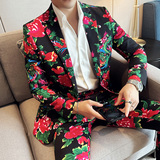 东北大红花修身男士长袖西服长裤西装套装2403-P195，男装西服套装，星座1606-1