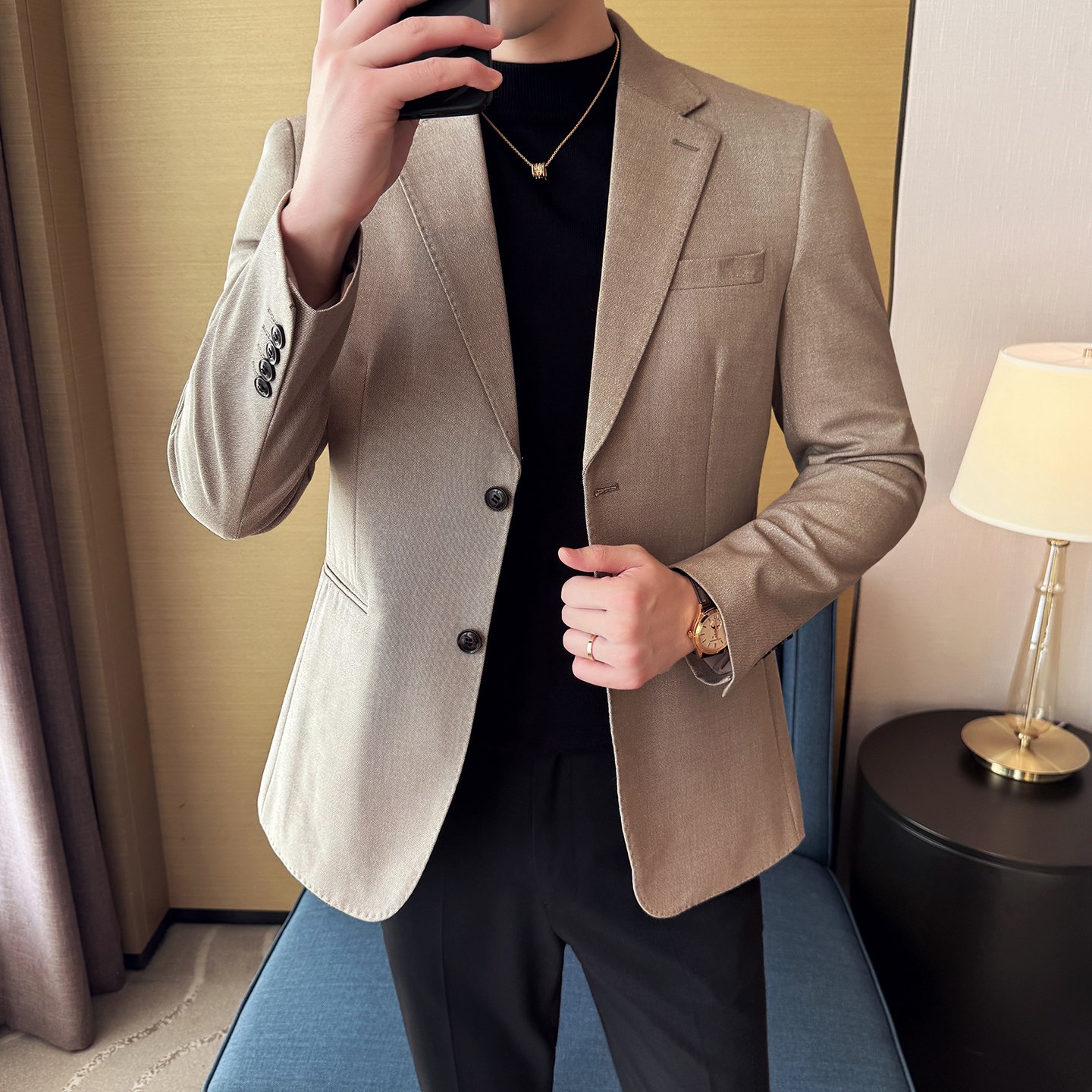 银丝混纺时尚休闲西装外套男士韩版修身西服DX59-P155，男装西服套装，星座1606-1