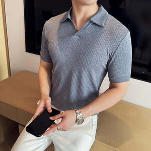 DS010-P48男士短袖POLO衫春夏新款时尚百搭修身立体T恤图片