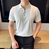 华夫格冰丝无痕PLO衫拉链上衣男短袖2815-P63，男装T恤，星座1606-1