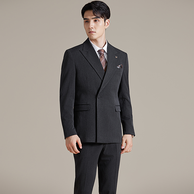 抖音西装高级修身英伦风商务休闲西服套装三件套2510-P265，男装西服套装，星座1606-1