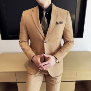 男士商务婚礼西装韩版修身格子西服三件套2520-P280,男装西服套装,星座1606-1