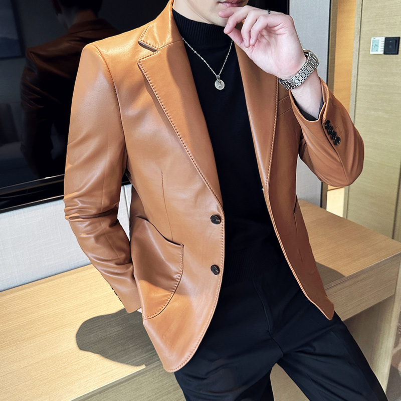 高品质韩版修身彷真皮衣商务休闲西服DX02-P158，男装西服，星座1606-1