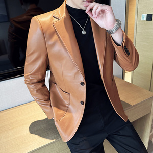 高品质韩版修身彷真皮衣商务休闲西服DX02-P158,男装西服,星座1606-1