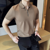 柏林格冰丝无痕PLO衫拉链上衣男短袖2810-P63，男装T恤，星座1606-1