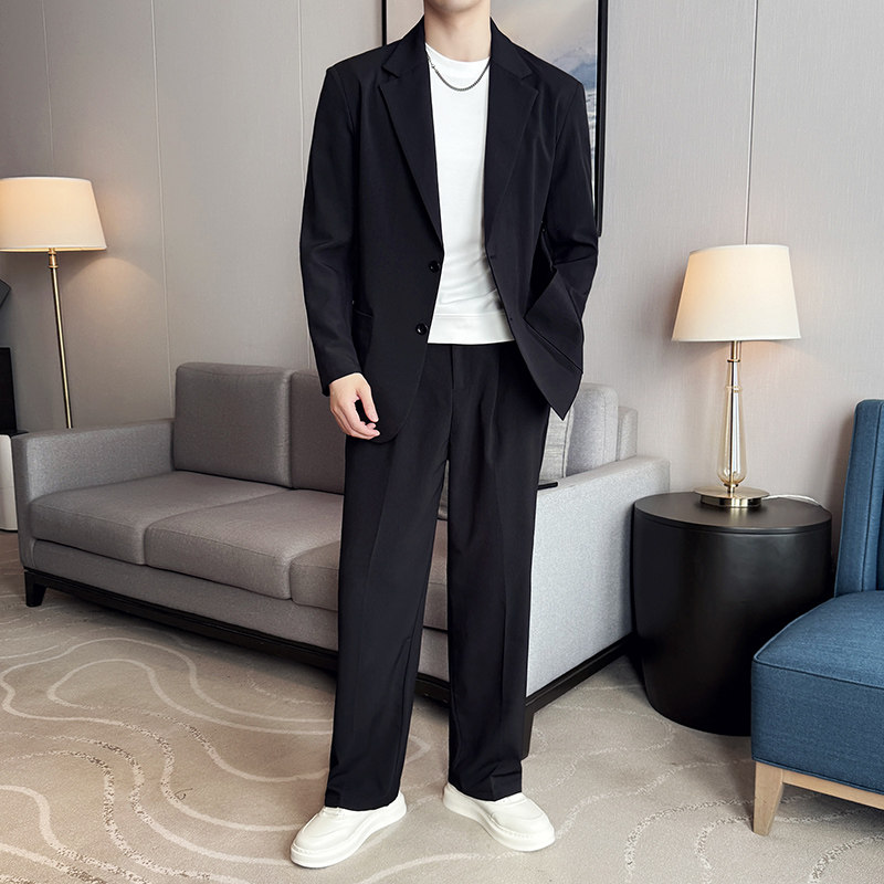 超薄夏季宽松垂感休闲无里衬西服防晒西装套装2508-P185，男装防晒衣，星座1606-1