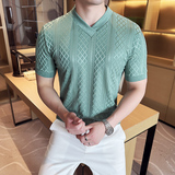 DS014-P39男士V领短袖T恤春夏新款时尚百搭修身立体打底衫，男装T恤，星座1606-1