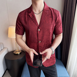 夏季冰丝短袖西服无里衬提花休闲西装DXZ002-P85，男装T恤，星座1606-1