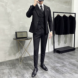 韩版修身商务西服条纹两粒扣戗驳领西装套装1816-P280，男装西服套装，星座1606-1