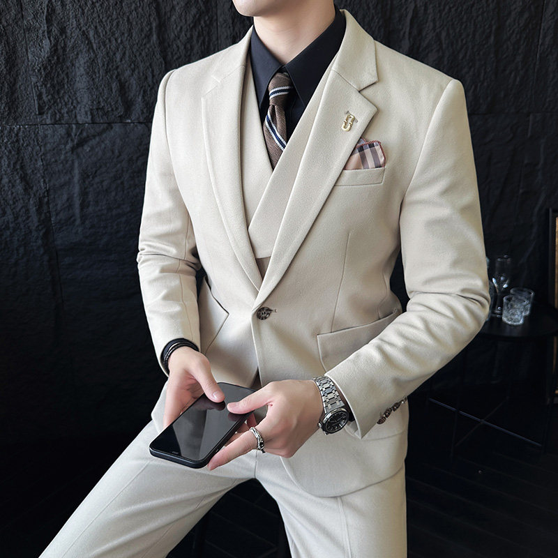韩版修身商务西服毛呢西装三件套1824-P235，男装西服套装，星座1606-1